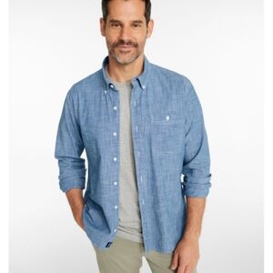 L.L. Bean Comfort Stretch® Chambray Shirt Long-Sleeve Untucked Fit NWOT